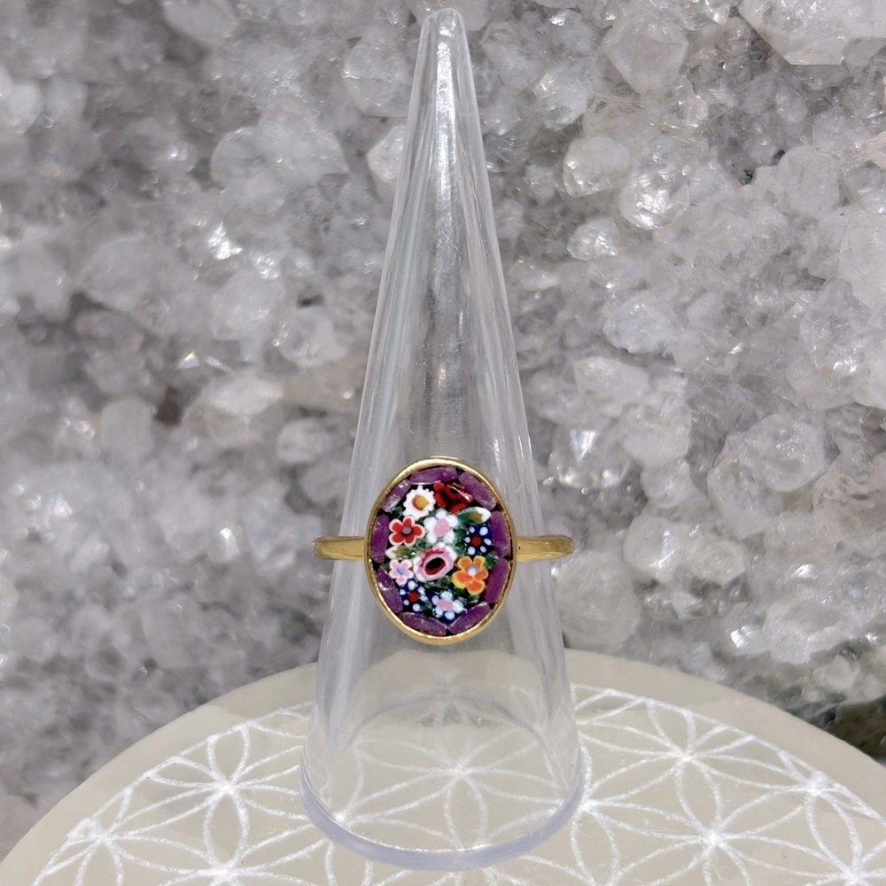 Italian Floral Micro Mosaic Ring 925